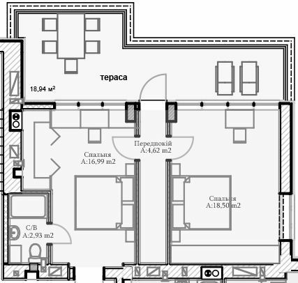 1-кімнатна 43.04 м² в ЖК Паркова Оселя від 21 000 грн/м², м. Буча
