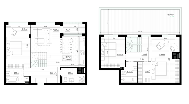 Дворівнева 128.68 м² в ЖК PARKTOWN від 24 000 грн/м², смт Гостомель
