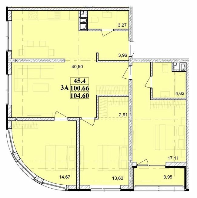 3-кімнатна 104.6 м² в ЖК Modern від 19 850 грн/м², Одеса