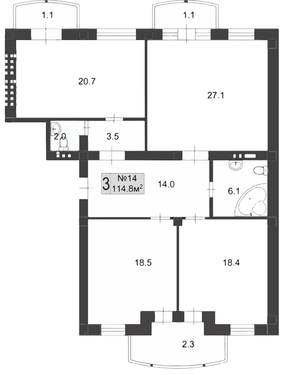 3-кімнатна 114.8 м² в ЖК Palais Royal (Зелений Мис) від 27 050 грн/м², с. Крижанівка
