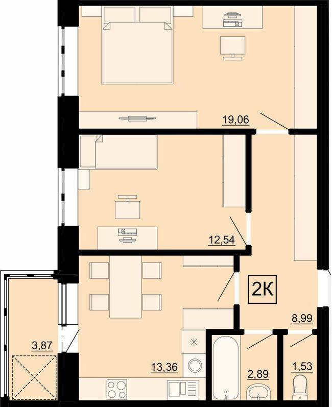 2-кімнатна 61.87 м² в ЖК Акварель-4 від 19 800 грн/м², Одеса