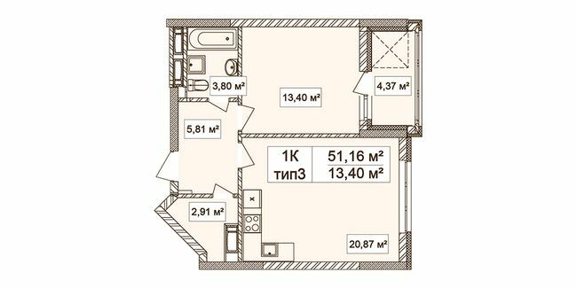 1-кімнатна 51.16 м² в ЖК Лук'янівський каскад від 41 213 грн/м², Київ