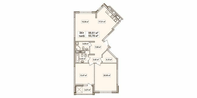 3-кімнатна 98.61 м² в ЖК Лук'янівський каскад від 35 188 грн/м², Київ
