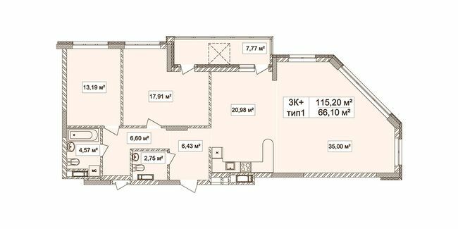3-кімнатна 115.2 м² в ЖК Лук'янівський каскад від 35 188 грн/м², Київ