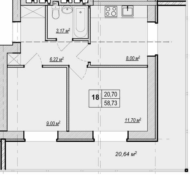 2-кімнатна 58.73 м² в ЖК Метро парк від 29 900 грн/м², Київ