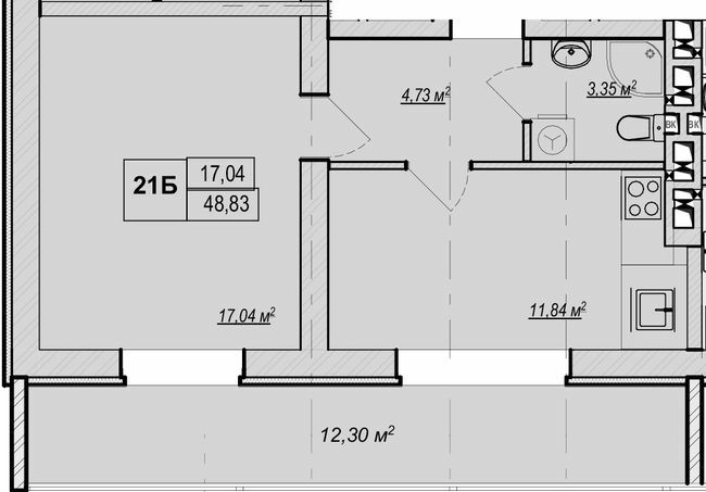 1-кімнатна 48.83 м² в ЖК Метро парк від 22 500 грн/м², Київ