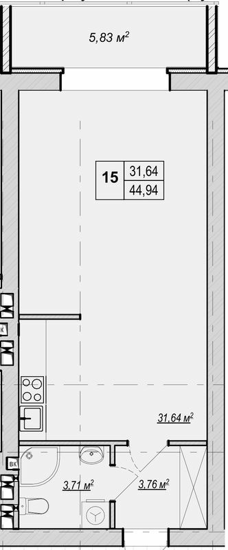 1-кімнатна 44.94 м² в ЖК Метро парк від 22 500 грн/м², Київ