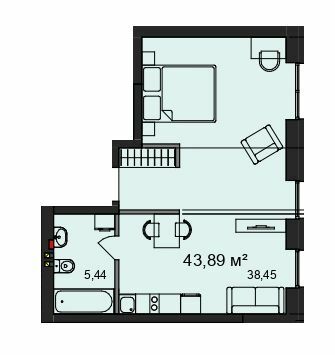1-комнатная 43.89 м² в ЖК Дом №2 от 20 500 грн/м², г. Борисполь