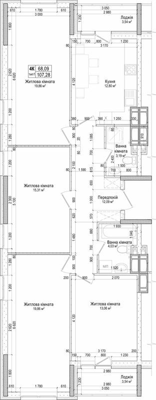4-кімнатна 107.28 м² в ЖК Атлант на Київській від 18 000 грн/м², м. Бровари