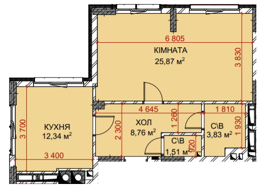 1-кімнатна 52.31 м² в ЖК Riverside від 29 000 грн/м², с. Погреби