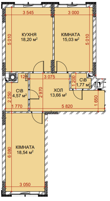 2-кімнатна 71.77 м² в ЖК Riverside від 34 000 грн/м², с. Погреби