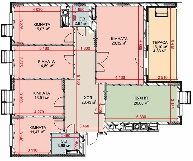 Планировка квартиры 5 комнат