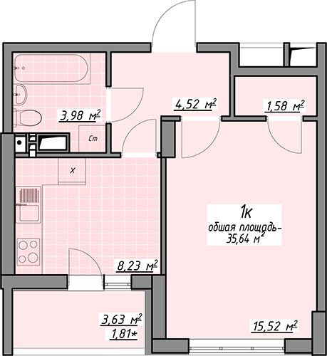 1-кімнатна 35.64 м² в ЖК Одеські традиції від 24 350 грн/м², Одеса