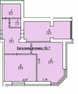 2-комнатная 61.7 м² в ЖК Дмитровский от 15 500 грн/м², с. Дмитровка