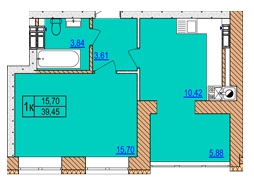 1-кімнатна 39.45 м² в ЖК AGAM від 30 000 грн/м², с. Крюківщина