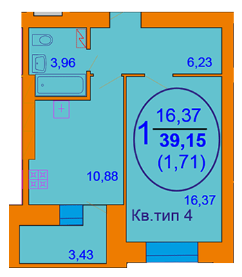 1-комнатная 39.15 м² в ЖК София Киевская от 15 800 грн/м², с. Софиевская Борщаговка