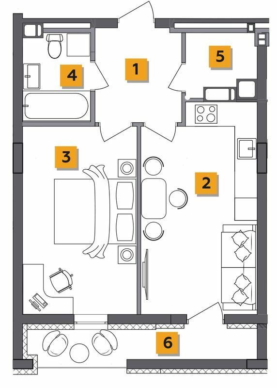1-кімнатна 46.44 м² в ЖК Basa city від 28 500 грн/м², с. Ходосівка