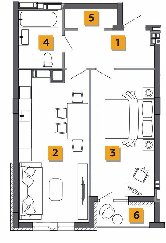 1-кімнатна 54.97 м² в ЖК Basa city від 26 000 грн/м², с. Ходосівка
