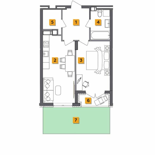 1-кімнатна 49.43 м² в ЖК Basa city від 28 500 грн/м², с. Ходосівка