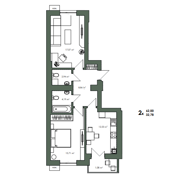 2-кімнатна 62 м² в ЖК Art Misto від 29 500 грн/м², с. Софіївська Борщагівка
