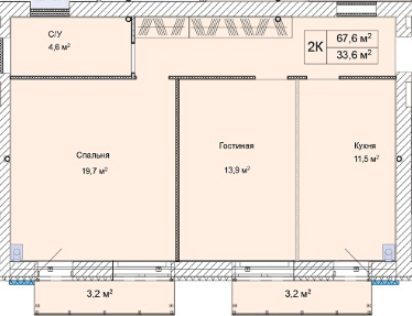 2-кімнатна 67.6 м² в ЖК Дмитро-Олександрівський від 16 100 грн/м², с. Ходосівка