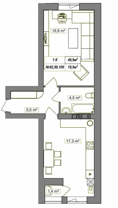 1-кімнатна 46.9 м² в ЖК Гудвіл від 24 250 грн/м², с. Хотів