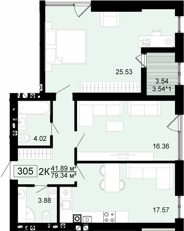 2-кімнатна 79.34 м² в ЖК City Lake від 19 500 грн/м², с. Шевченкове