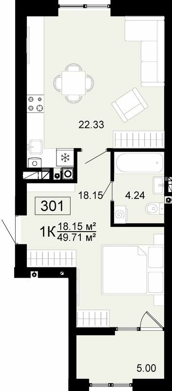 1-кімнатна 49.71 м² в ЖК City Lake від 18 000 грн/м², с. Шевченкове