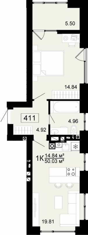 1-кімнатна 50.03 м² в ЖК City Lake від 18 000 грн/м², с. Шевченкове