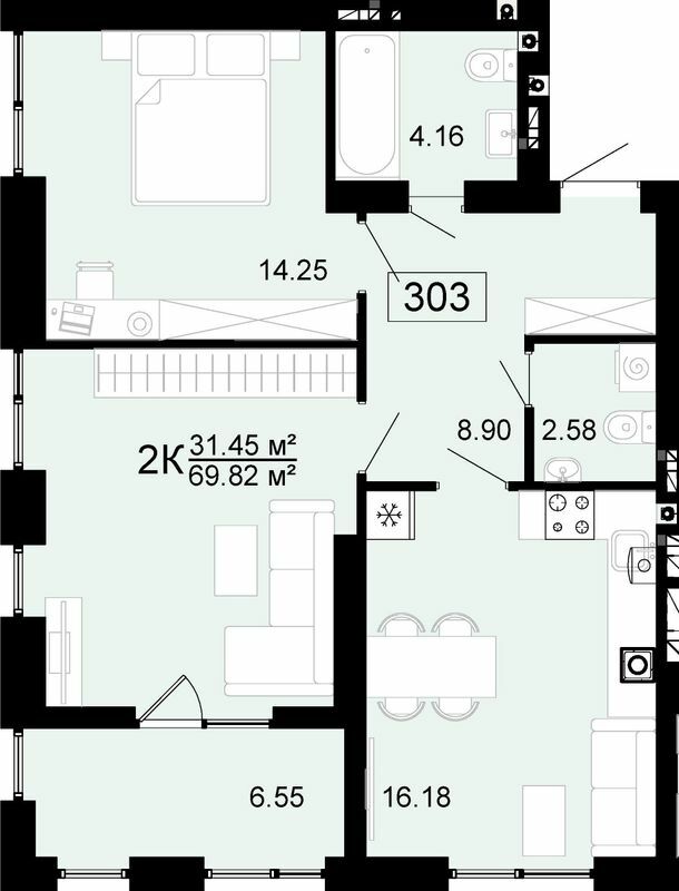 2-кімнатна 69.82 м² в ЖК City Lake від 17 500 грн/м², с. Шевченкове