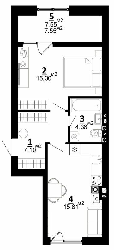 1-кімнатна 50.12 м² в ЖК City Lake від 22 500 грн/м², с. Шевченкове