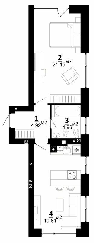 1-кімнатна 50.48 м² в ЖК City Lake від 22 500 грн/м², с. Шевченкове