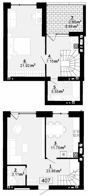 Двухуровневая 76.01 м² в ЖК City Lake от 19 500 грн/м², с. Шевченково