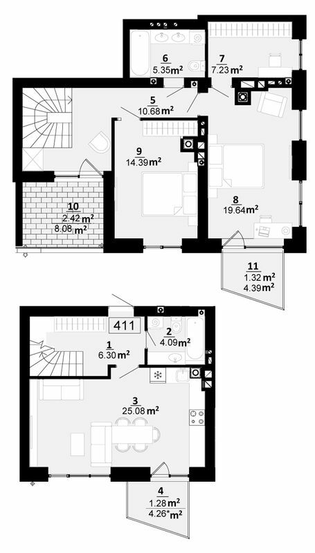 Дворівнева 91.78 м² в ЖК City Lake від 19 500 грн/м², с. Шевченкове