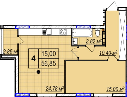 1-кімнатна 56.85 м² в ЖК Park Plaza від 29 900 грн/м², смт Чабани