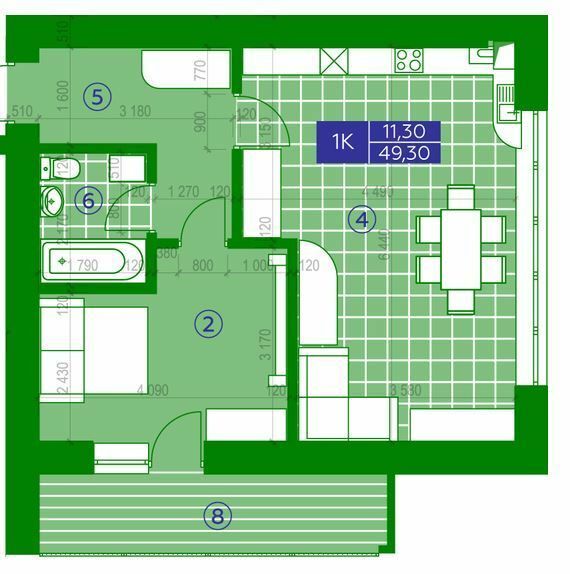 1-комнатная 49.3 м² в ЖК Квартал Парковый от 15 950 грн/м², г. Обухов