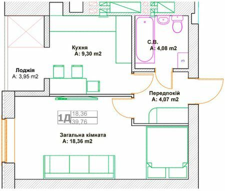 1-кімнатна 39.76 м² в ЖК Фортуна-2 від 26 850 грн/м², м. Ірпінь