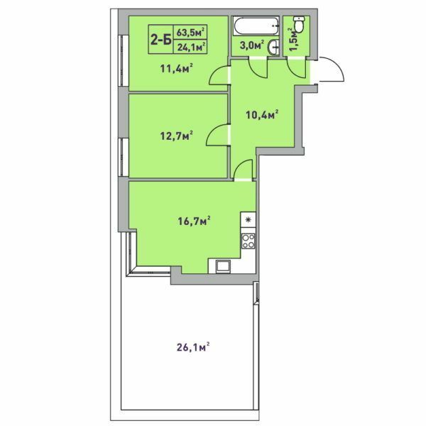 2-комнатная 63.5 м² в ЖК Центральный-2 от 22 250 грн/м², г. Ирпень