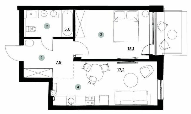 1-кімнатна 45.8 м² в ЖК PARKTOWN від 18 500 грн/м², смт Гостомель