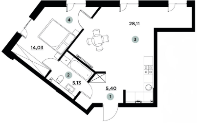 1-кімнатна 52.67 м² в ЖК PARKTOWN від 18 500 грн/м², смт Гостомель