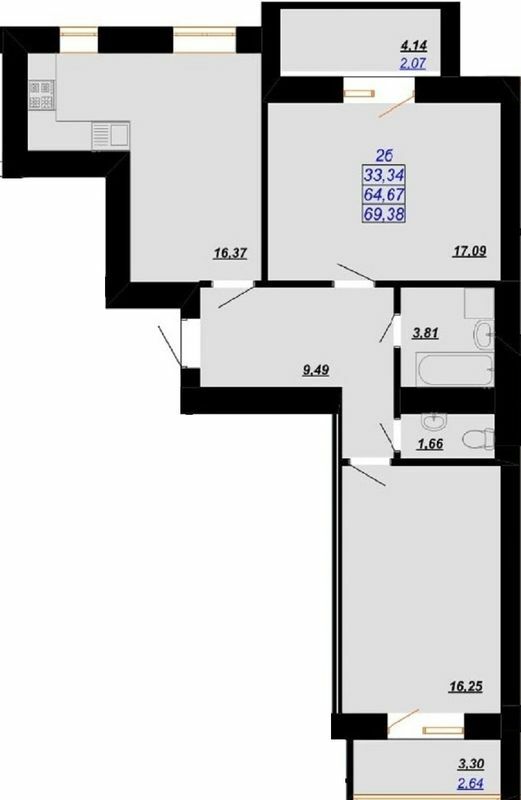 2-кімнатна 69.38 м² в ЖК Цитадель-2 від 12 000 грн/м², Івано-Франківськ