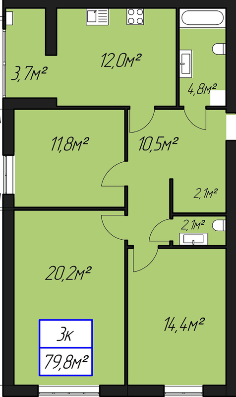 3-кімнатна 79.8 м² в ЖК Паркове містечко від 15 100 грн/м², Івано-Франківськ