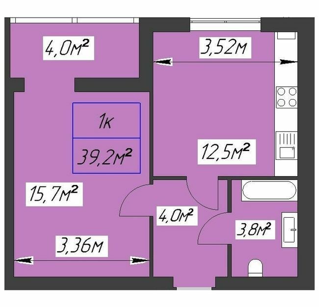 1-комнатная 39.2 м² в ЖК Парковый городок от 15 300 грн/м², Ивано-Франковск