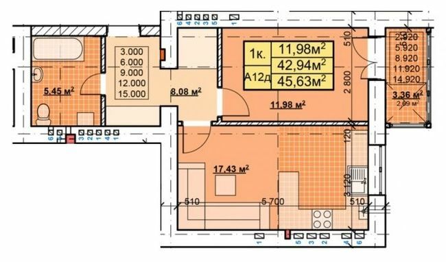 1-кімнатна 45.63 м² в ЖК Паркове містечко від 16 000 грн/м², Івано-Франківськ