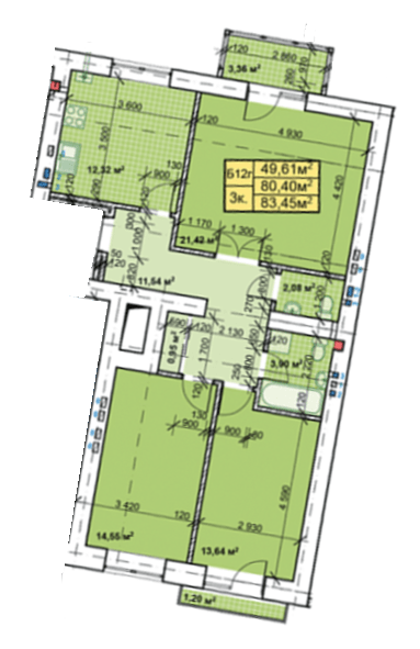 3-кімнатна 83.45 м² в ЖК Паркове містечко від 14 700 грн/м², Івано-Франківськ