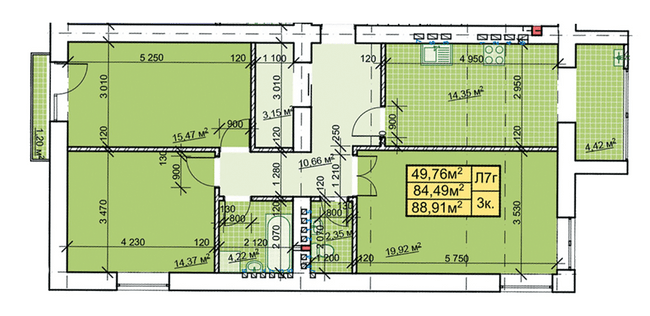 3-кімнатна 88.91 м² в ЖК Паркове містечко від 14 700 грн/м², Івано-Франківськ
