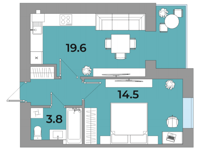 1-кімнатна 41.5 м² в ЖК Яровиця Life від 12 750 грн/м², м. Калуш