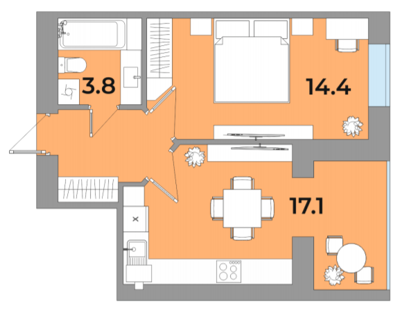 1-кімнатна 39.8 м² в ЖК Яровиця Life від 12 750 грн/м², м. Калуш