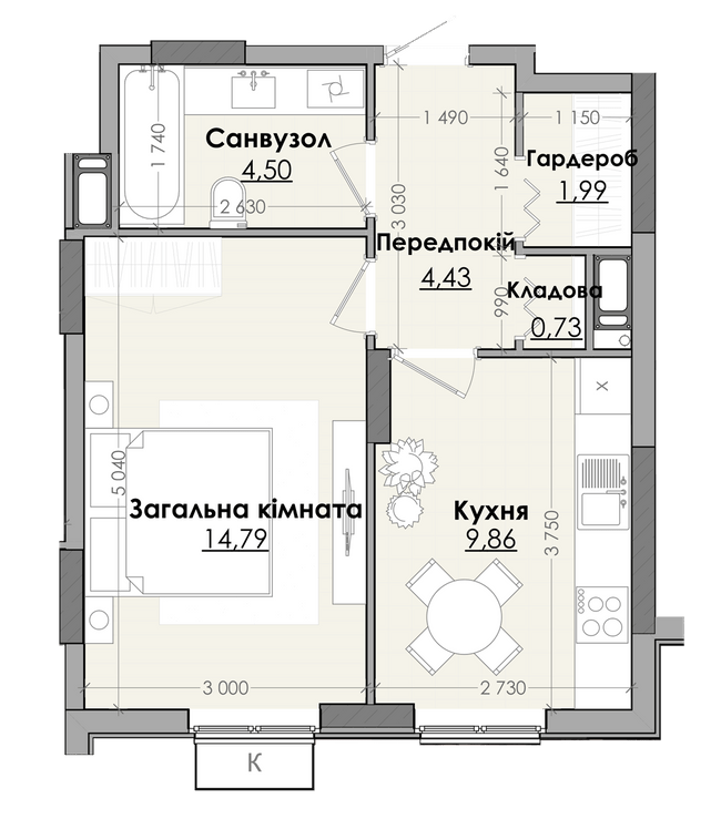 1-комнатная 36.3 м² в ЖК Millennium от 14 500 грн/м², г. Любомль