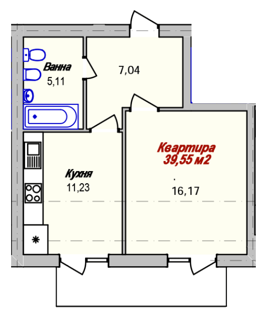 1-кімнатна 39.55 м² в ЖК ECOtown від 21 700 грн/м², Ужгород